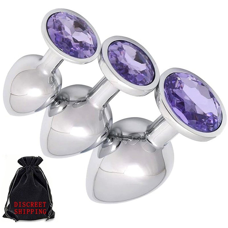 3Pcs Anal Butt Plug STAINLESS Set Sex Toy Women Men Couple Metal Dildo Jewel