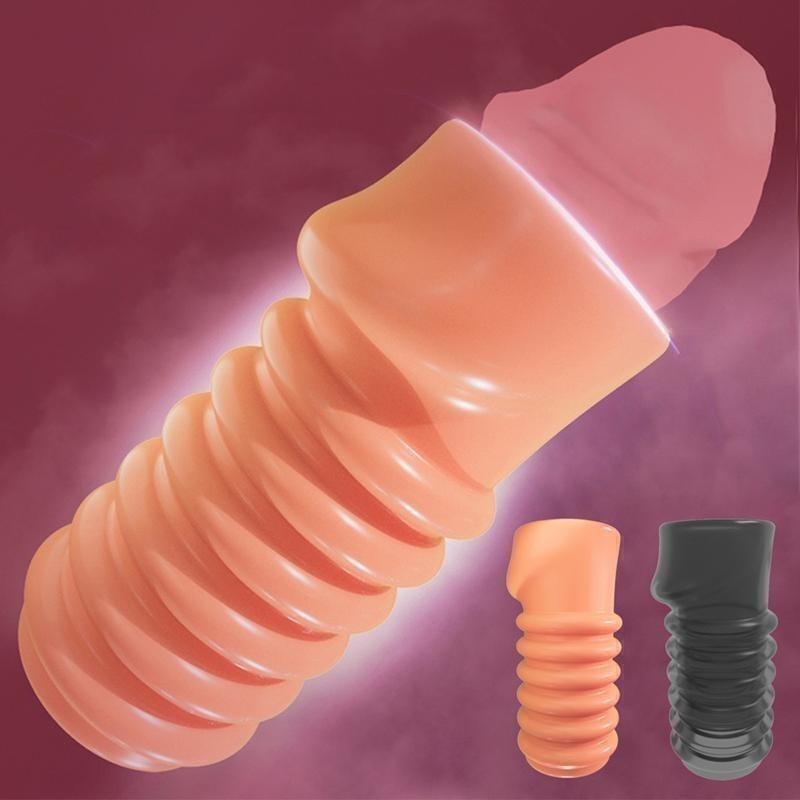 Sex Men Condom Foreskin Sleeve Cock Penis Extender Enlargement Sheath Enhancer gallery