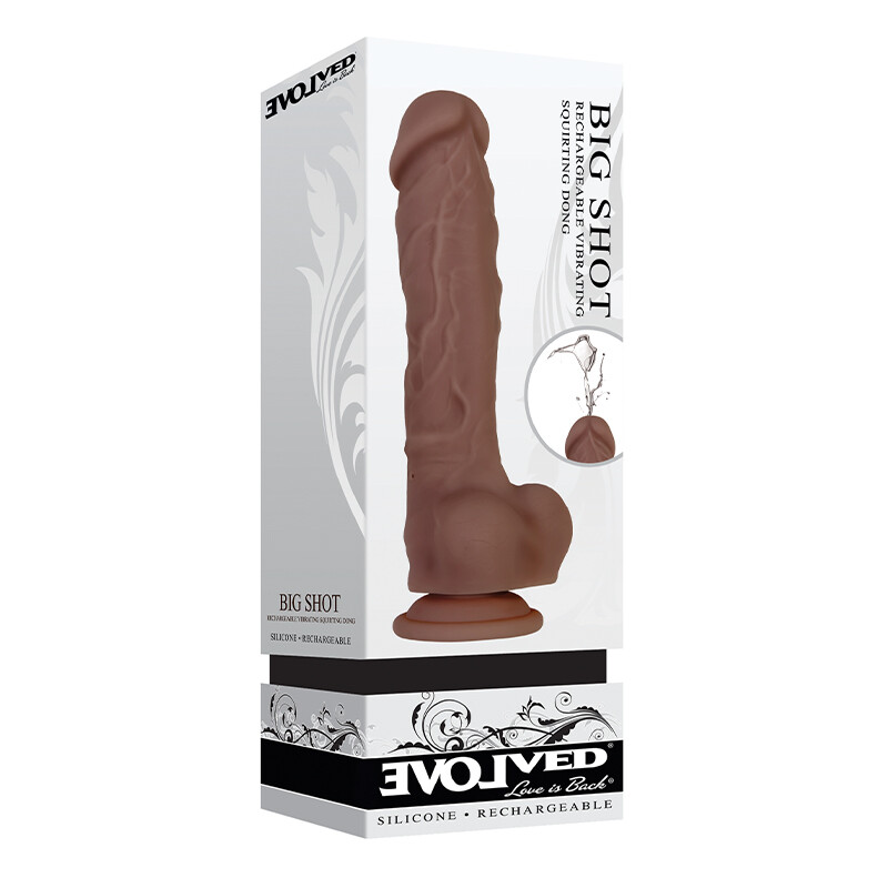 Evolved Big Shot 8-Inch Realistic Vibrating Squirting dildo-dong Toy Chocolate
