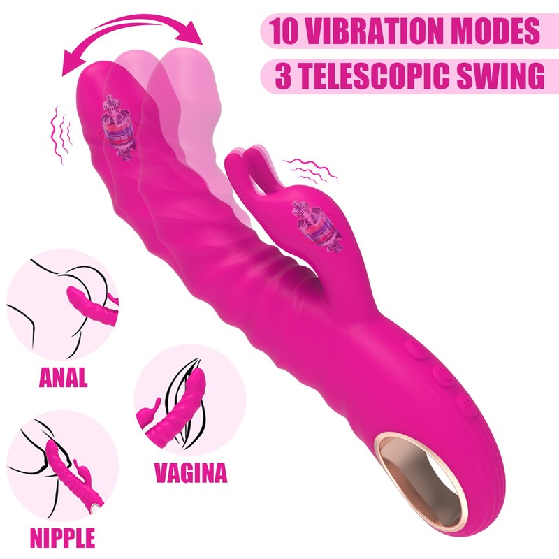 Thrusting Rotating Rabbit Vibrator Dildo G Spot Clit Massager Sex Toys for Women