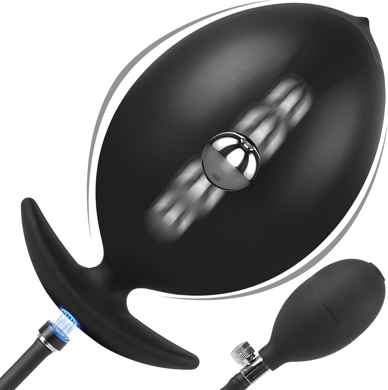 Magnetic Inflatable Butt Plug– Large Wearable Anal Trainer w/ Rolling Steel Ball gallery