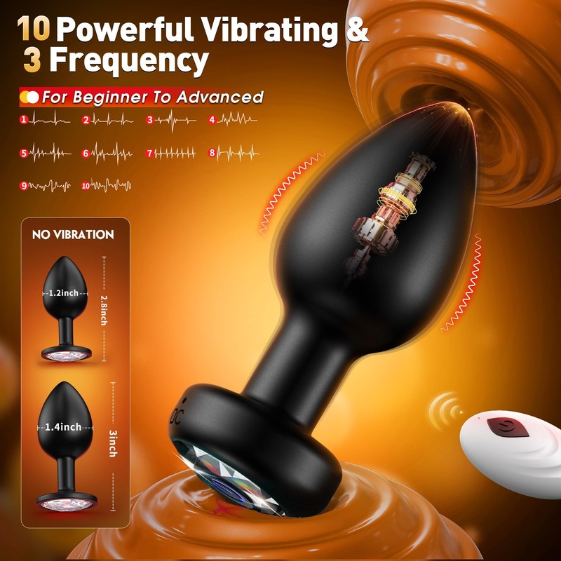 Anal Plug Vibrating Butt Plug, Adult Sex Toys 3PCS Silicone Medium, Black gallery