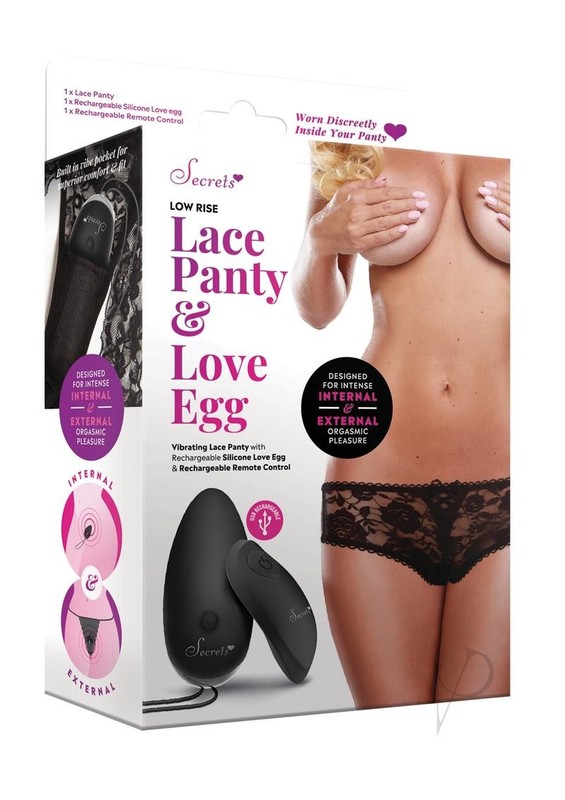 Secrets Low Rise Lace Panty and Love Egg Rechargeable Panty Vibe with Remote