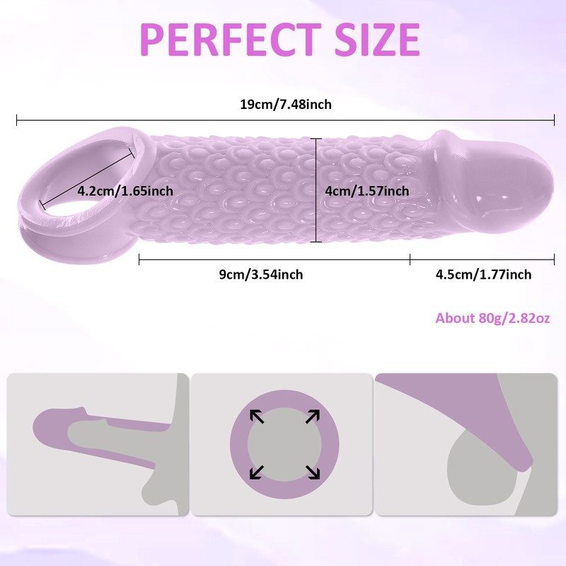7.48"Realistic Penis Extender Extension Sleeve Set Cock Sheath Enlarger Enhancer gallery