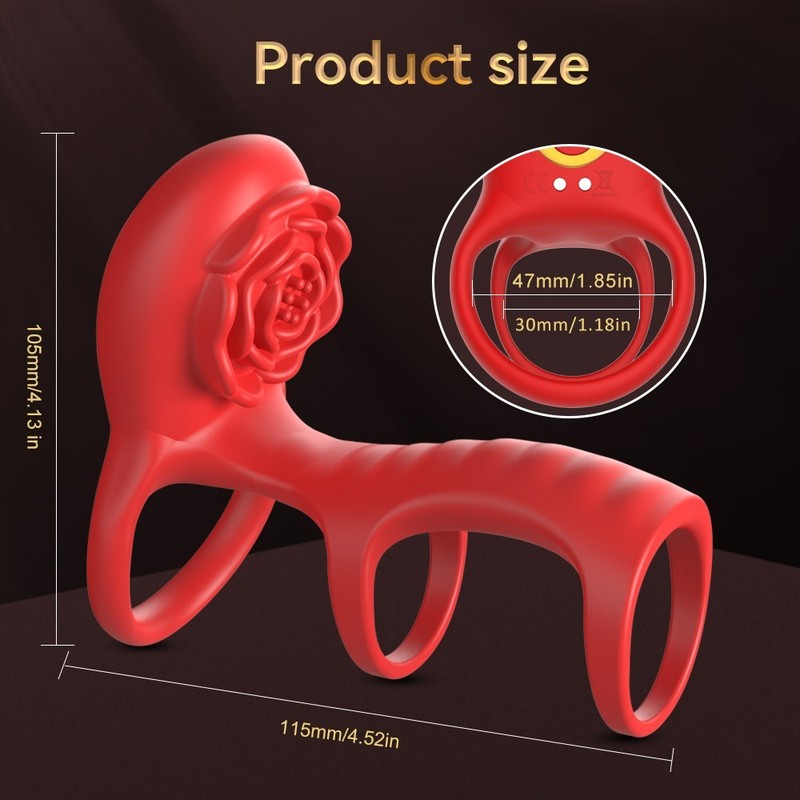 App Remote Rose Triple Penis Ring Couples Vibrator 9 Modes Clitoral Stimulator gallery