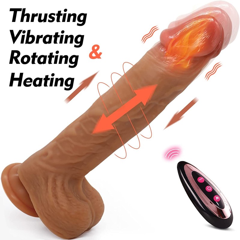 Huge Large Big Thrusting Heating Vibrator Dildo Telescopic Women G Spot Sex Toys