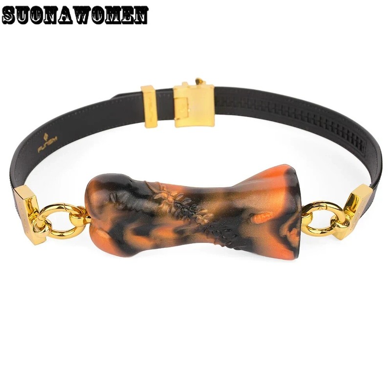 Bondage Gag Genuine Leather Belt Safe Soft Silicone Adult Game Gag Toy For Man gallery