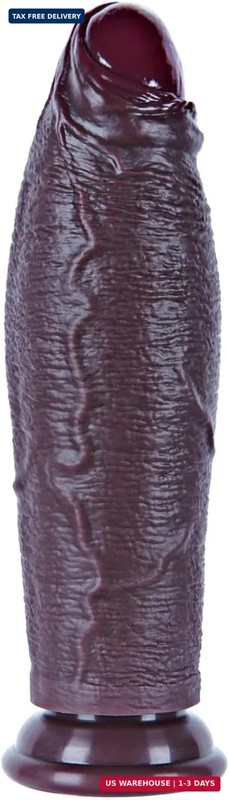 10.5 Inch Uncut Huge Realistic Dildo, 2.4 Inch Diameter Thick Black Giant Dildo,