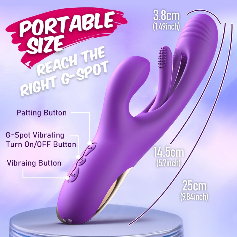 Rechargeable Patting Rabbit Vibrator Dildo G-spot Massager Versatile Sex Toy gallery
