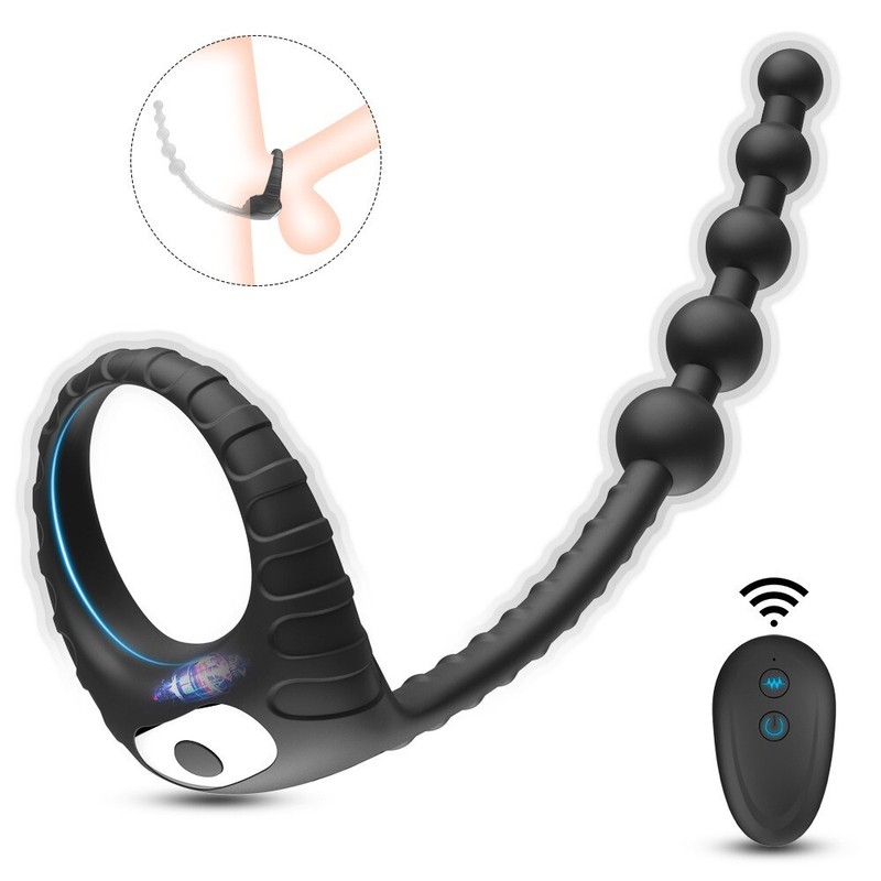 Penis Cock Ring Vibrator Anal Butt Plug Male Prostate Massager Sex Toys For Men