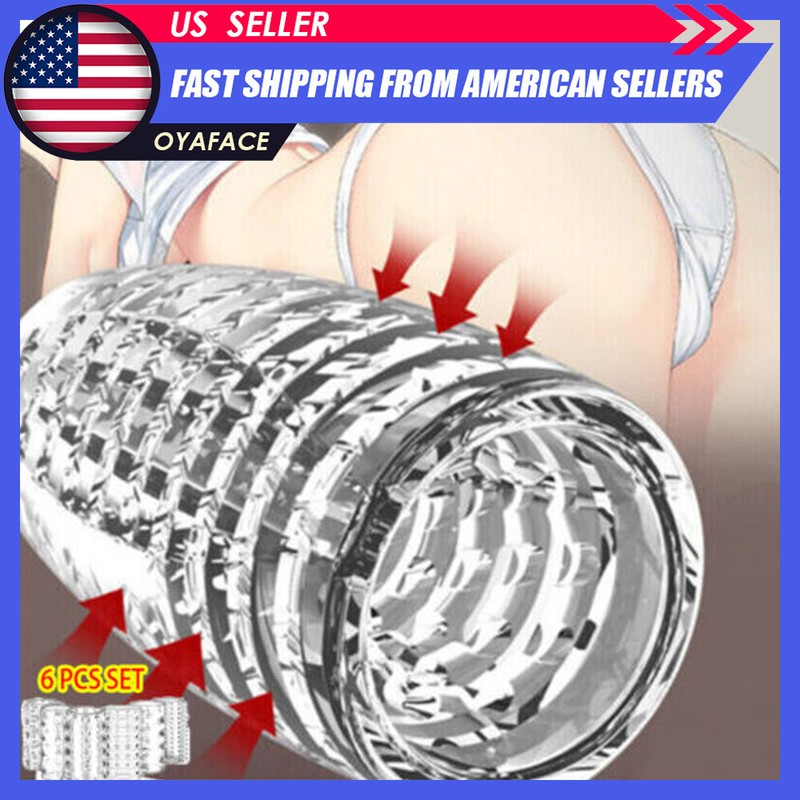 6pcs Set Male Penis Sleeve Condom Girth Enhancer Cock-Ring-Sex Toys For-Couples