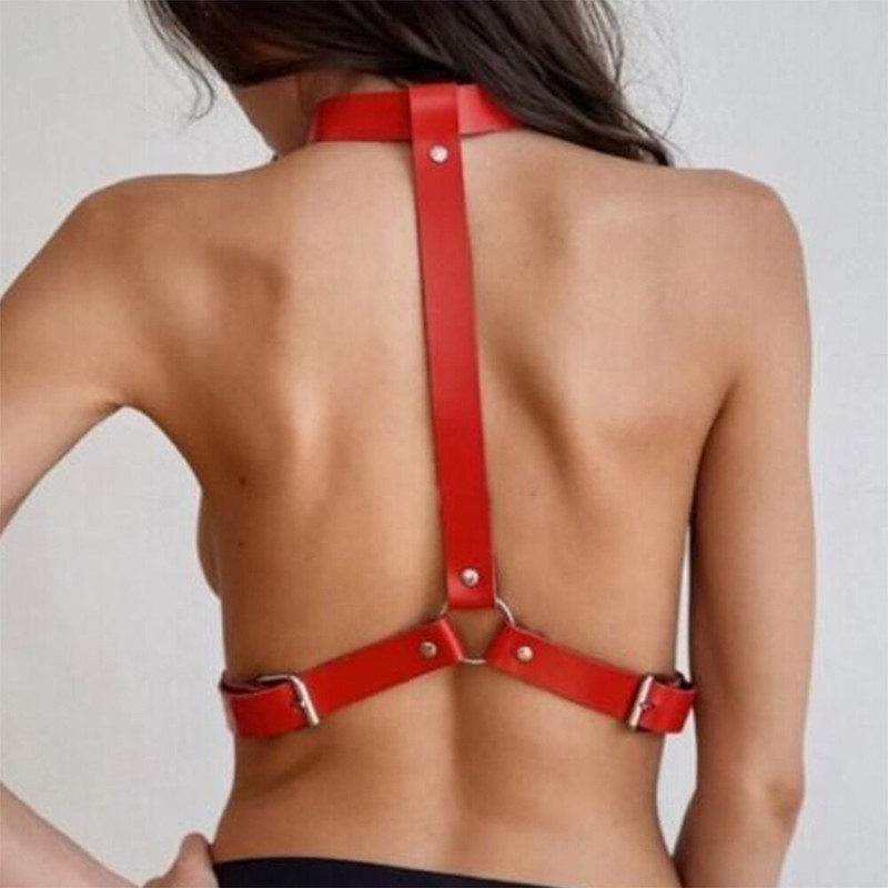 Leather Harness Bdsm Body Bondage Stockings Garter Belt Fetish Sex Toy For Women