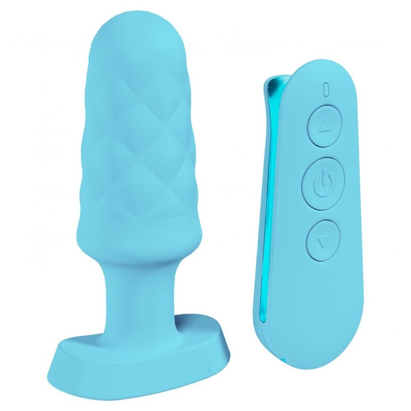 Loveline Velvet Remote Control Vibrating Plug Blue – Textured Anal Plug