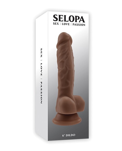 Selopa 6 Inch Realistic Brown PVC Dildo Dong with Balls by Evolved Novelties