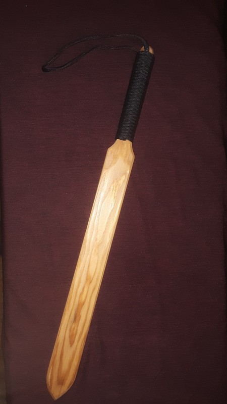 19 inch handmade spanking stick/paddle, natural wood with cord wrapped handle