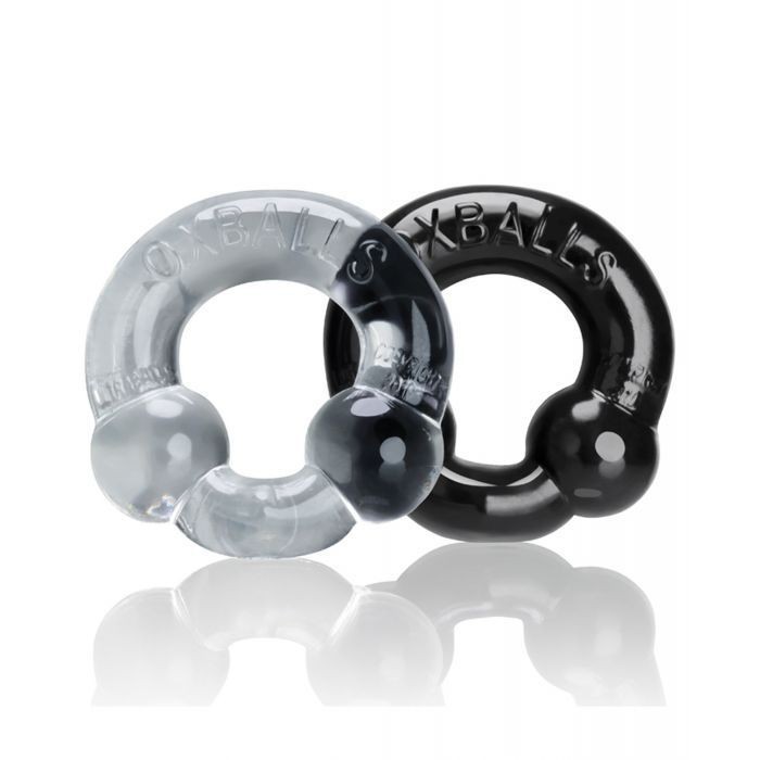 Oxballs Ultraballs Cock Rings – Black/Clear Pack of 2