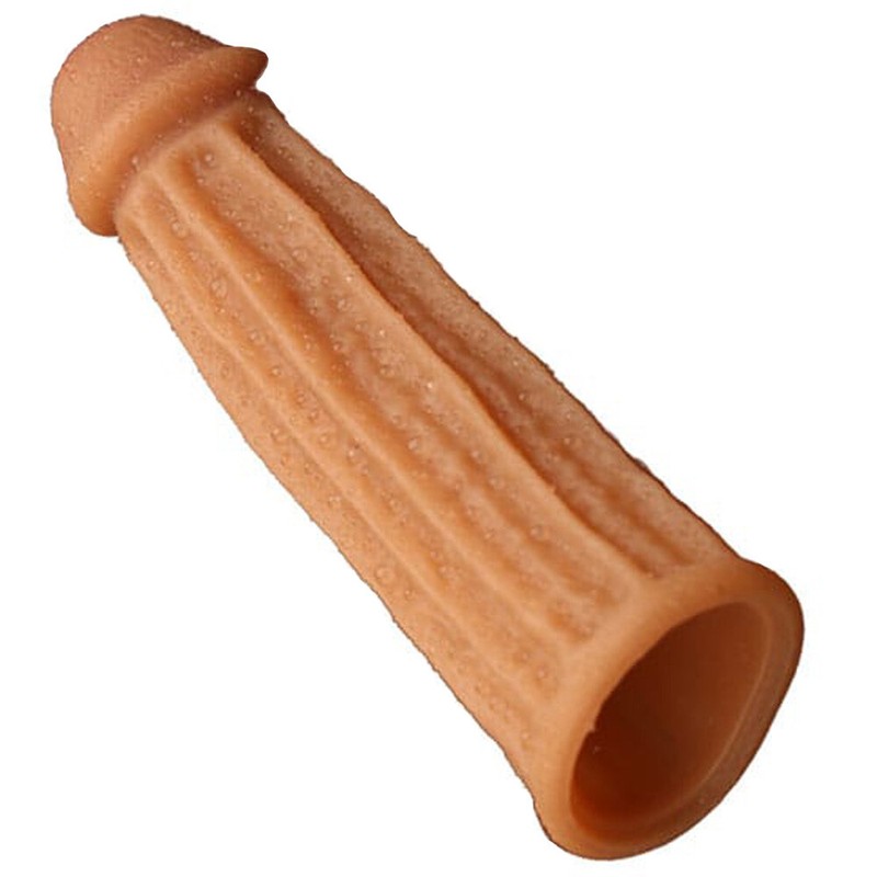 Extra 1/2" Churro Textured Penis Extender Sleeve Reusable Condom 25% Girth 6" gallery