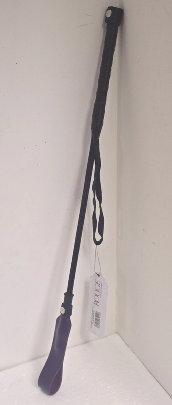 20&Prime; Rouge Leather Short Riding Crop with Slim PURPLE Leather Tip (RCR1169PU)