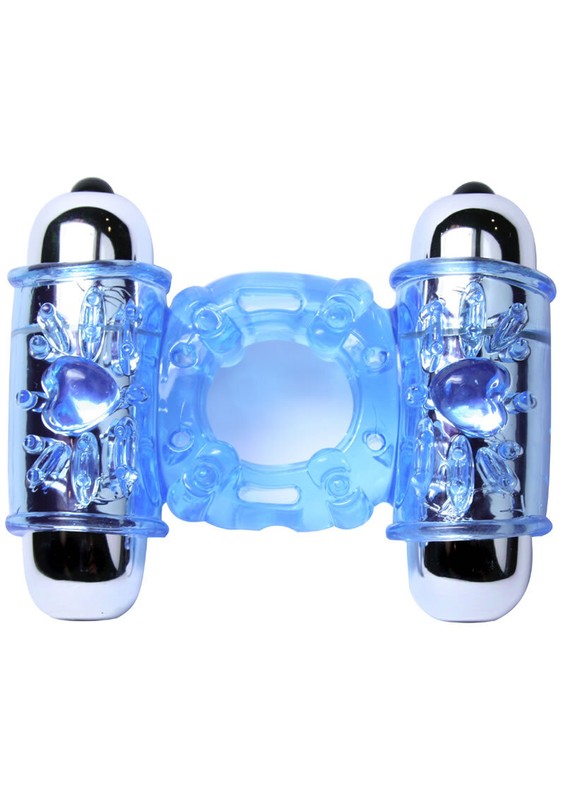 Hero Dual Mega Love Bullet Cock Ring - Blue gallery