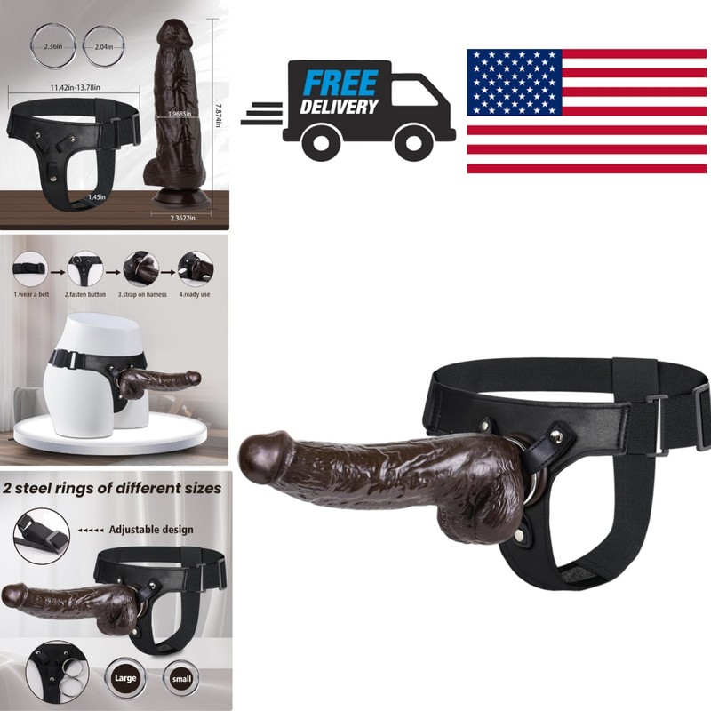 Strap On Realistic Dildo with Adjustable Harness Waterproof Silicone for Couples