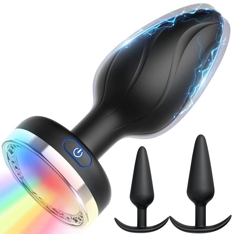 3Pcs Anal Vibrating kit Adult Sex Toys 10 Mode Vibrating Colorful Light up B…