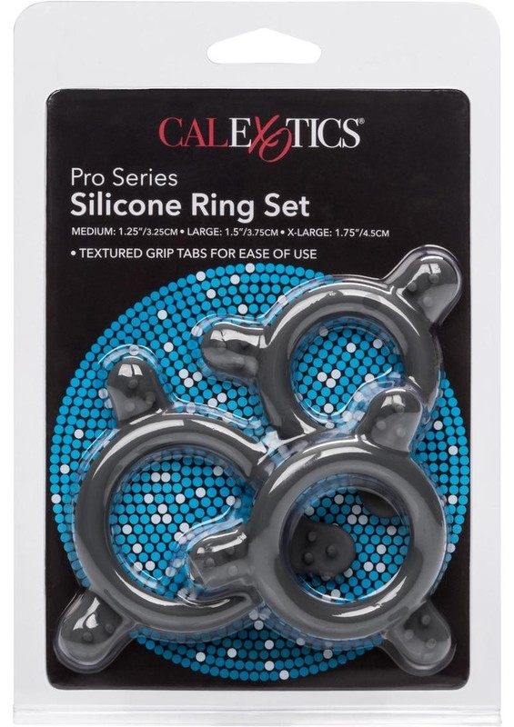 Pro Series Silicone Cock Ring Set (3 Piece Set) – Black