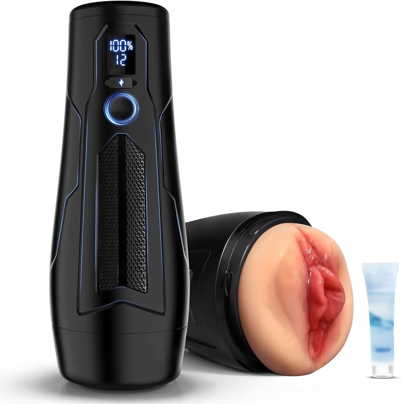 Vibrating Male Masturbator 12 Modes Black TPE Pocket Pussy for Ultimate Pleasure gallery