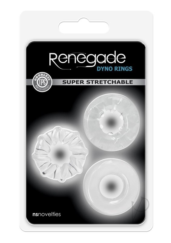Renegade Dyno Rings Super Stretchable Cock Rings (Set of 3) – Clear