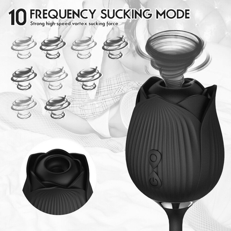 Rose Clit G-spot Vibrator Oral Sucking Dildo Vibrating Bullet Sex Toys for Women gallery