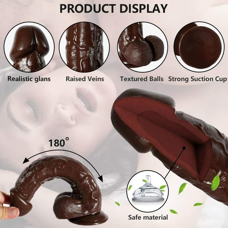 Brown Silicone Realistic Dildo Skin Feeling Soft Huge Big Dick Penis Sex Toy gallery