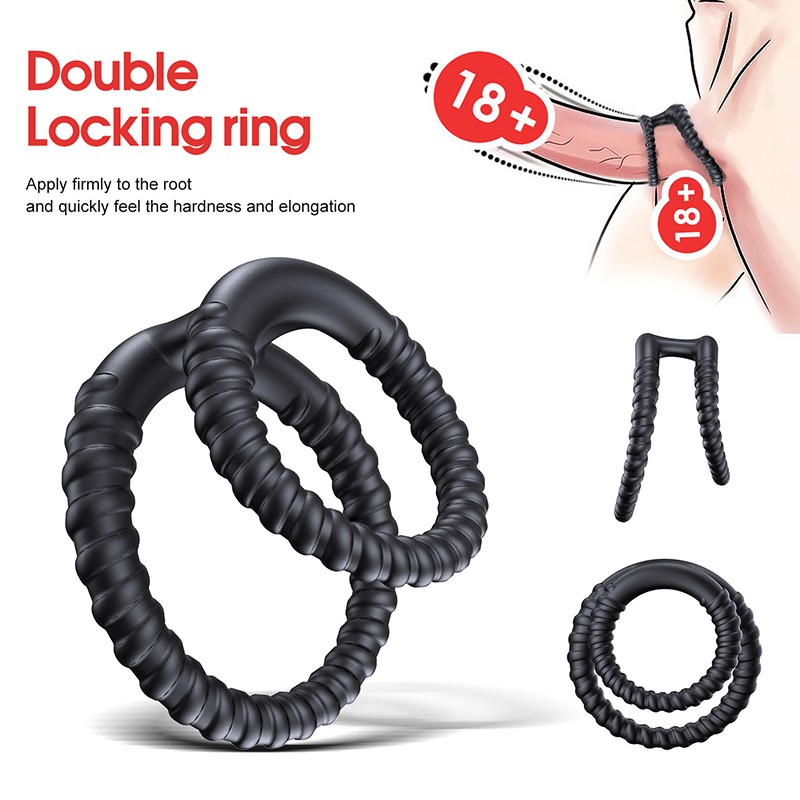 Silicone CBT Ball Stretcher Stretch Scrotum Bondage Dual Cock Ring Male Sex Toy