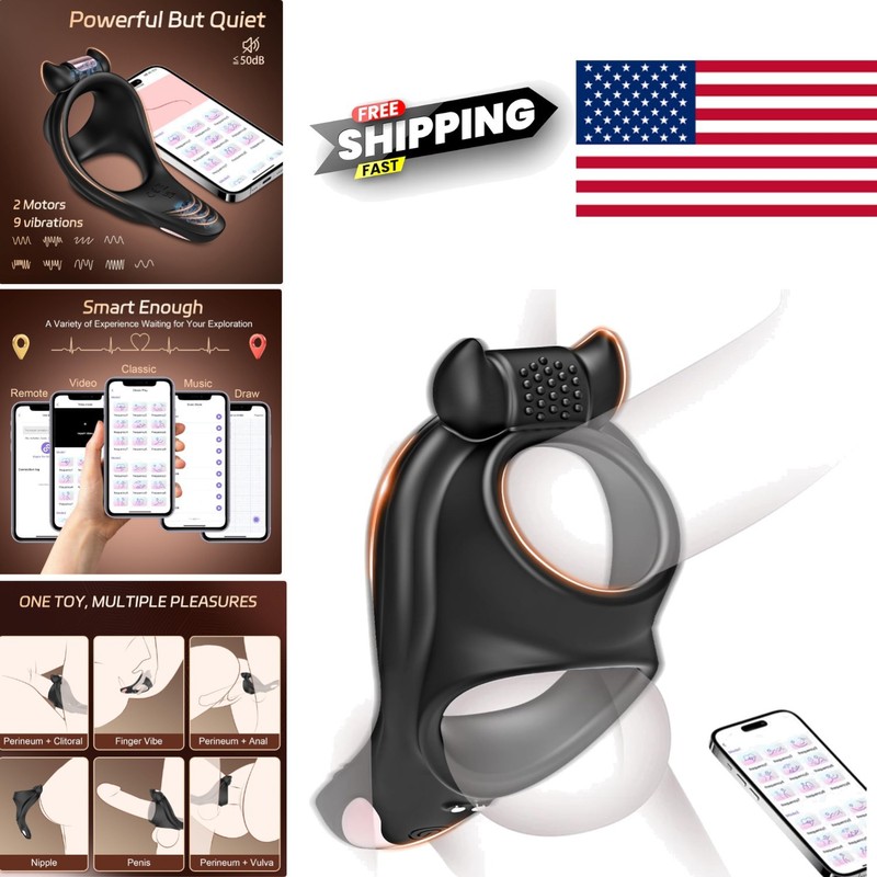 Male Vibrating Cock Ring with Dual Motors for Enhanced Pleasure and Stimulation