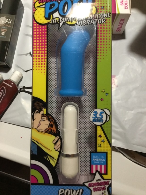 Doc Johnson American Pop 10 function silicone vibrator w/ removable sleeve 3.5”