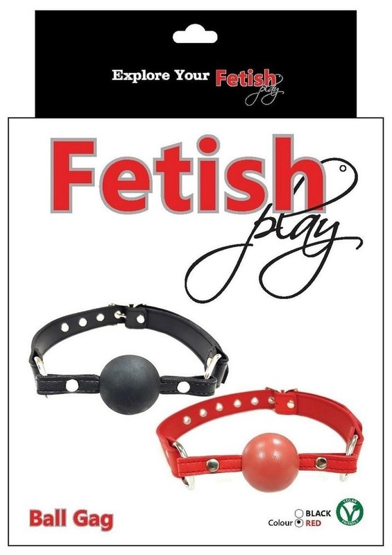 Fetish Play Ball Gag Vegan Leather – Red