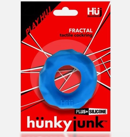 Oxballs Hunkyjunk Fractal Tactile Silicone Cockring Teal Ice, New