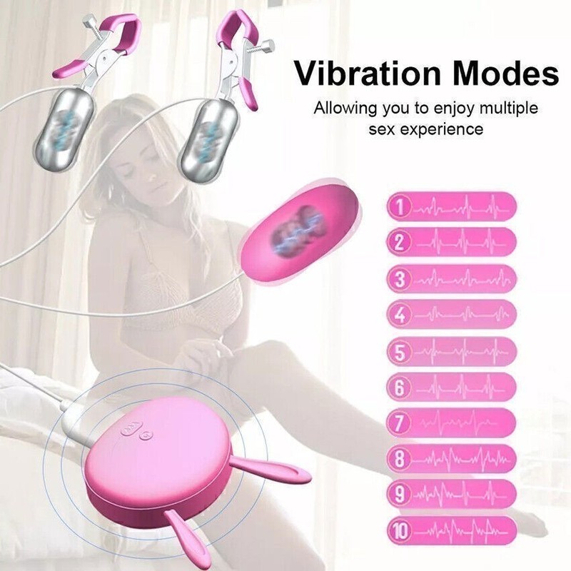 Nipple-Clamps-Breast-Clip-Massager-Labia-Clitoral-Vibrator-Bondage-SM-Fetish-Toy gallery