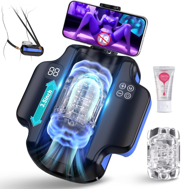 Automatic Male Masturbator Sex Toys Hands Free Pocket Pussy with 9 Thrusting...