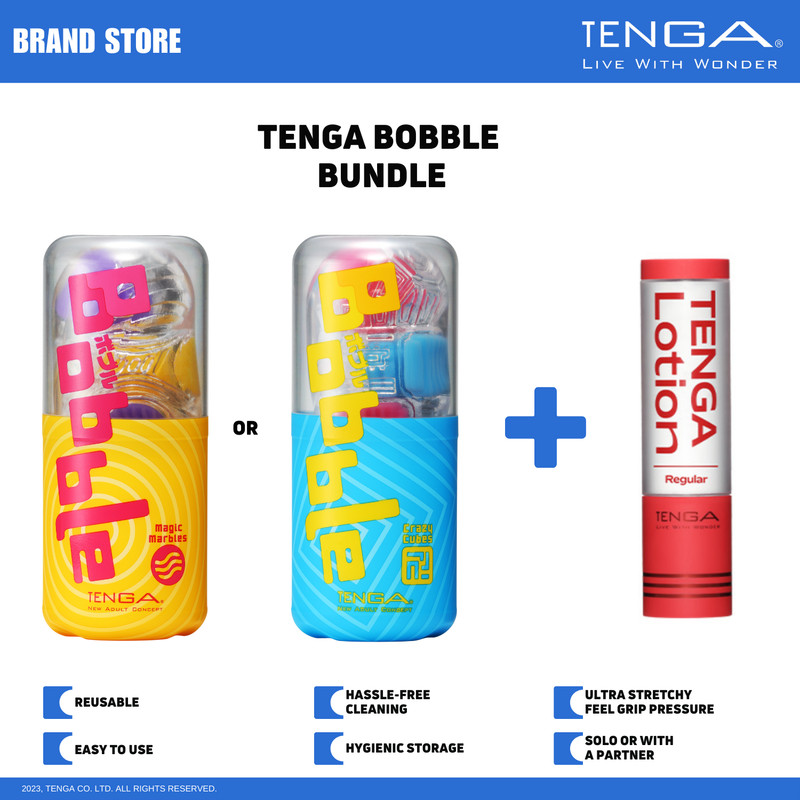 TENGA Bobble Reusable Masturbator/ Stroker & Lotion Bundle NIB NWT