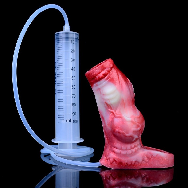 Reusable Squirting Penis Sleeve Realistic Textured Cock Sheath Enlarge Thick Toy