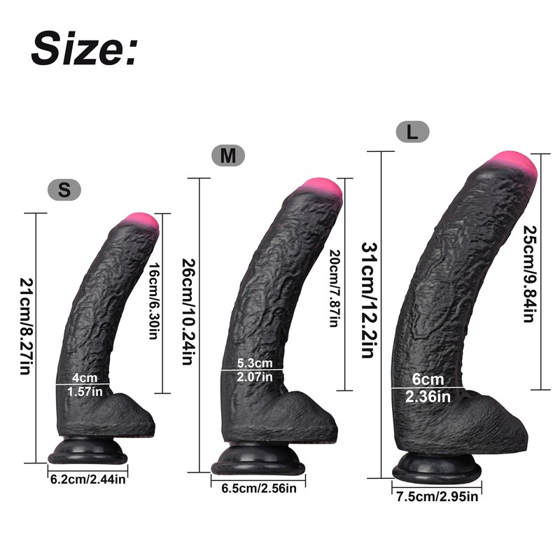 3 Sizes Silicone Realistic Black Dildo Vagina Anal Massager Women Men Sex Toys gallery