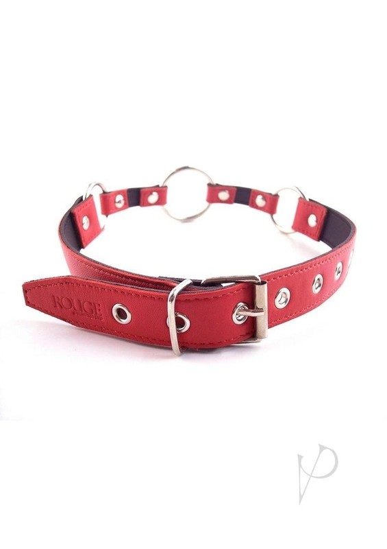 Rouge O Ring Leather Adjustable Mouth Gag - Red gallery