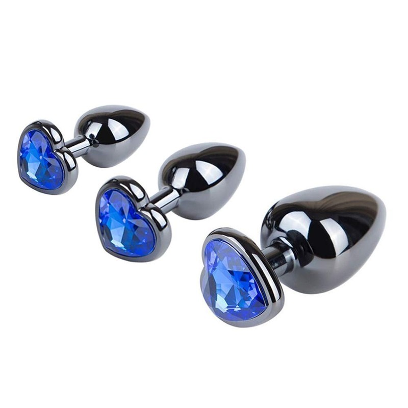 3 pcs Heart Shaped Stainless Steel Anal Butt Plugs Anal Trainer Sex Toys, Per…