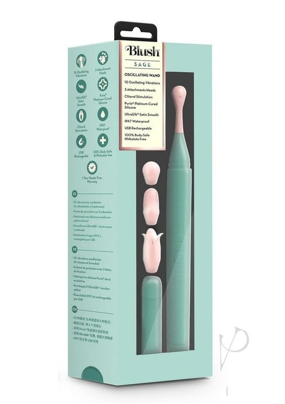 Blush Collection Sage Rechargeable Oscillating Wand Vibrator – Green