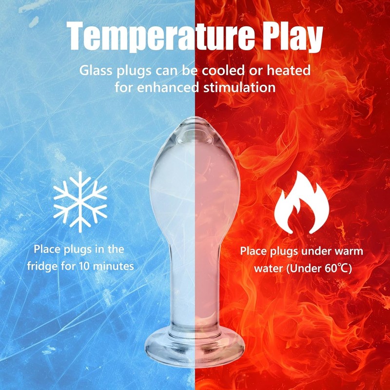 Glass Butt Plug Training Kit for Beginners, 3 Pcs Crystal Anal Plug Set Clear Bu gallery