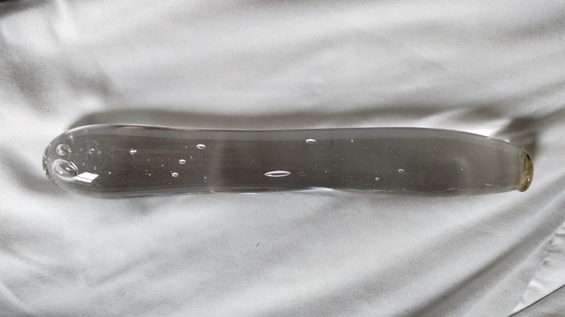 Glass Dildo Furnace Made Artisan – Clear Bubble Art Glass 7-3/4&Prime; Waved