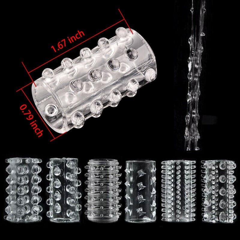 Crystal Particle Finger Cots Set Flirting Silicone Case Male Sex Toys 6PCS