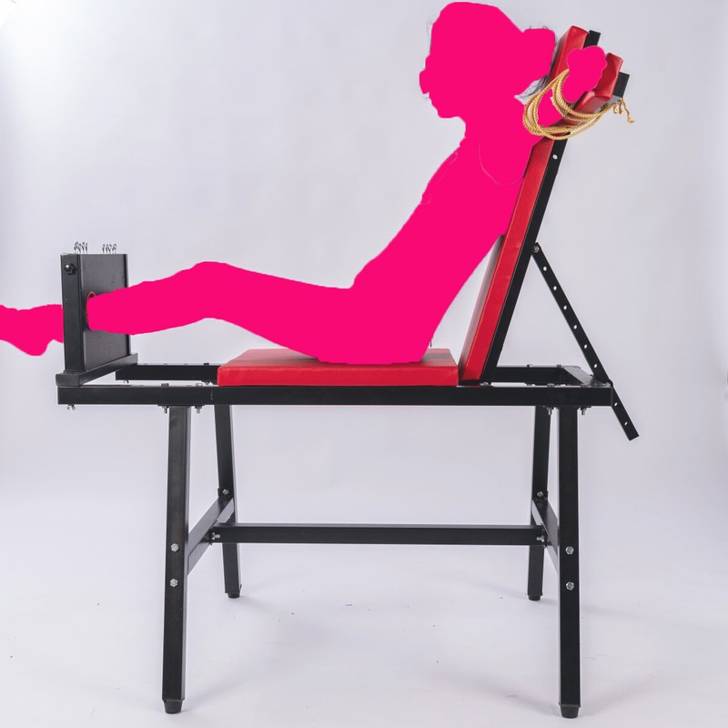 Tiger Chair BDSM Bondage Bench-Torture Rack w/Ankle Stocks Tickle Flail Sex Toys