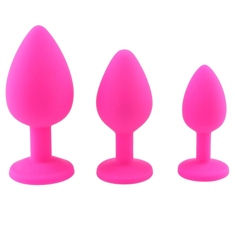 3 Size Silicone Gem Anal Training Plug Kit Anal Sex Toys for Men Women Couples gallery