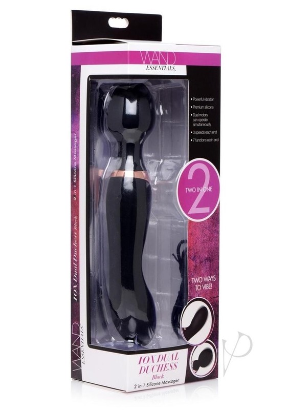 Wand Essentials Double Silicone Vibrating Wand Massager – Black