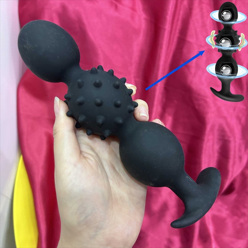 Silicone Anal Butt Plug with Centrifugal Ball Adult Sex Aid Stimulator Vagina US